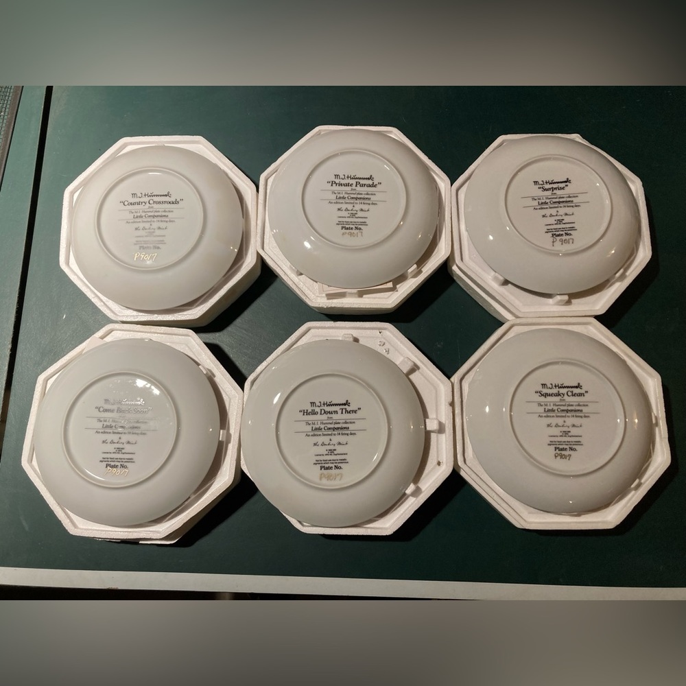 Collector plates by MJ Hummel, the little companions, collection set of 6 plates